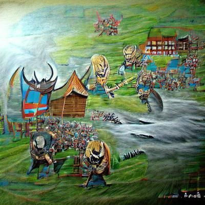 Vikings War Scene in Detailed Painting