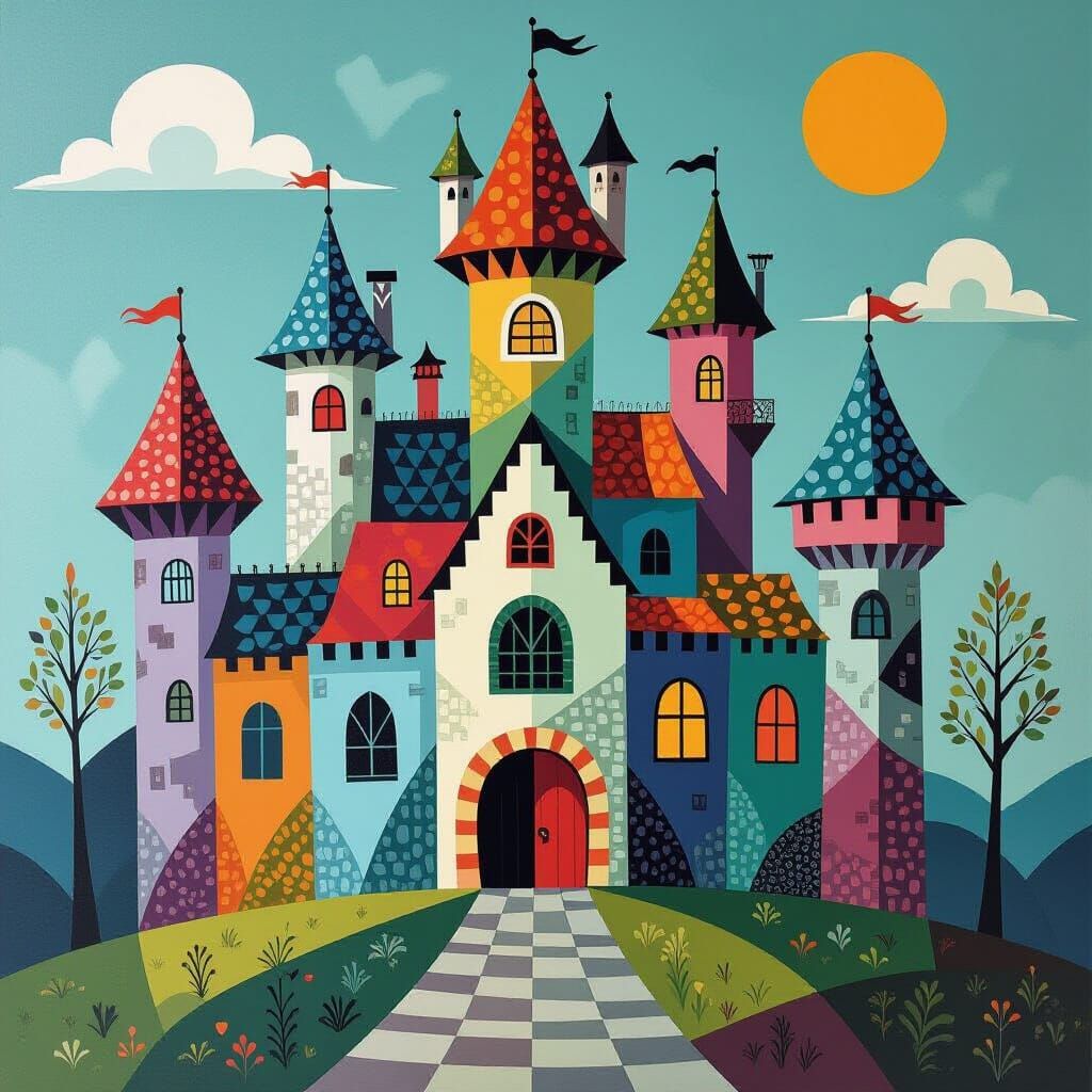 Creepy Geometric Castle with Art Brut Elements