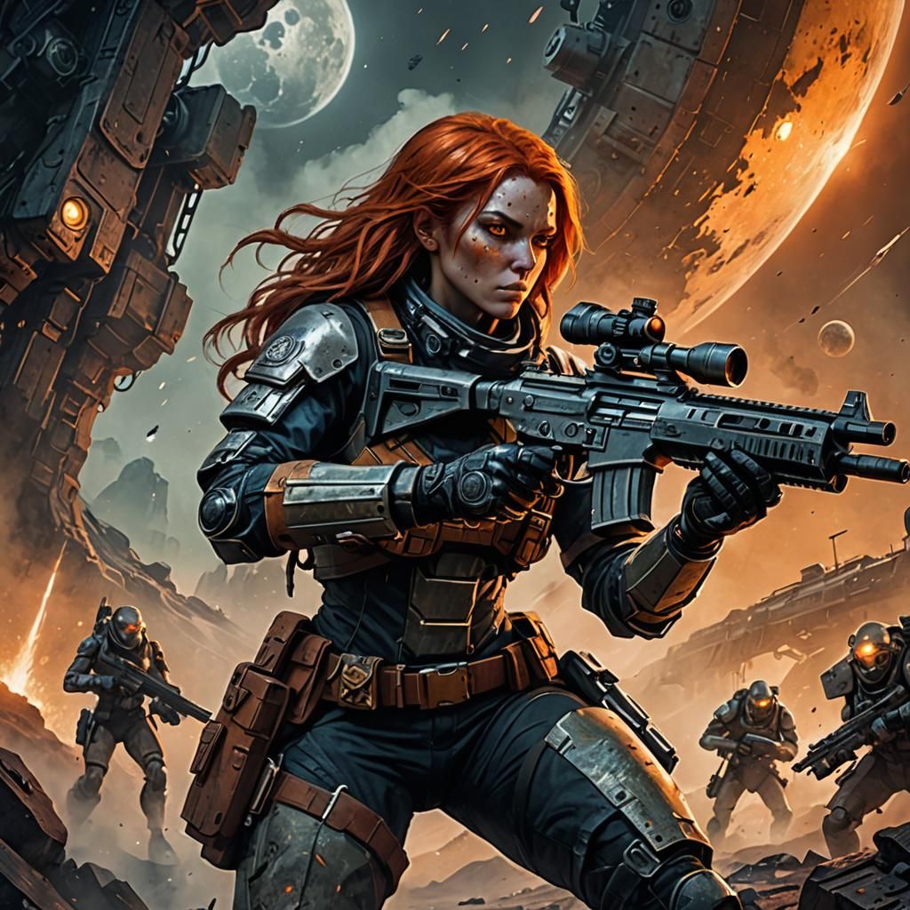 Rogue Trader Operative in Grimdark Sci-Fi Style