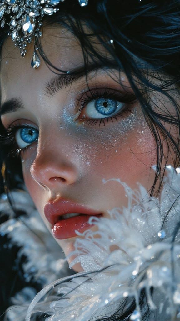 Ethereal Princess with Sparkling Crown, Oil Painting Style