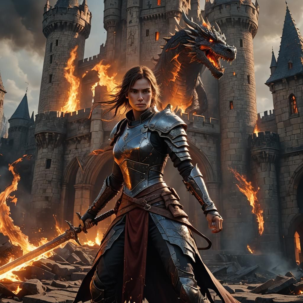 Dragon Fire: Dark Fantasy Girl Warrior