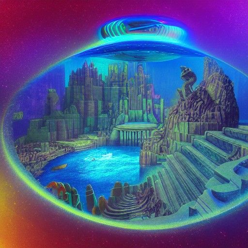 Lost City of Atlantis: Holographic Cosmic Illustration