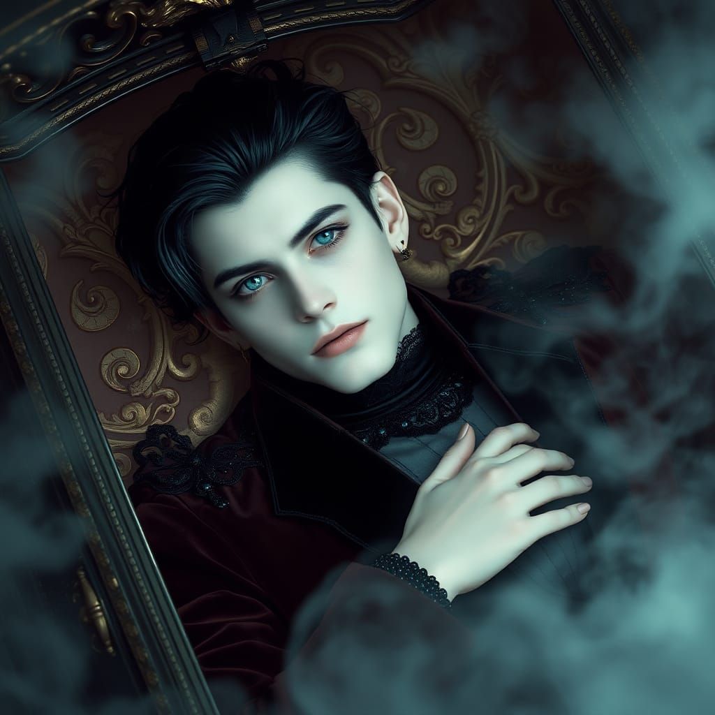 Gothic Vampire in Casket: Mystical Dreamscape