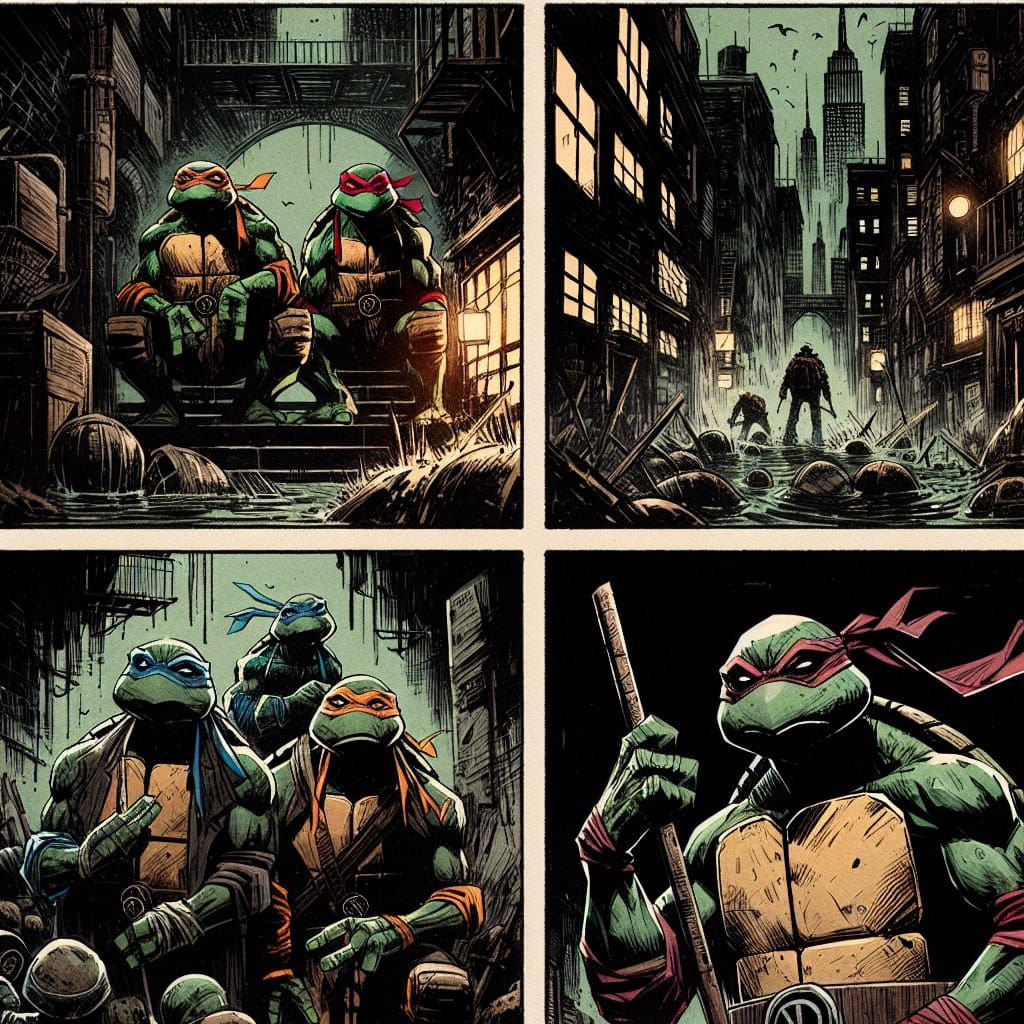 Teenage Mutant Ninja Turtles in Gritty Urban Sewer Lair