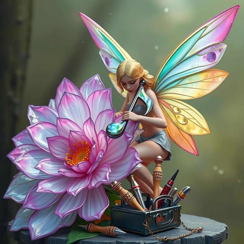 Fairy Repairs Crystal Flower with Musical Tools