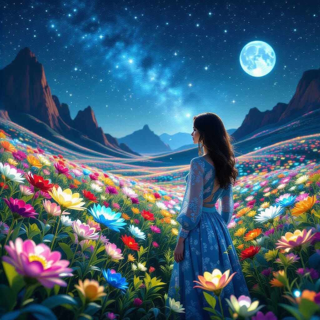 Alien Garden: Woman in a Cyberpunk Dreamscape