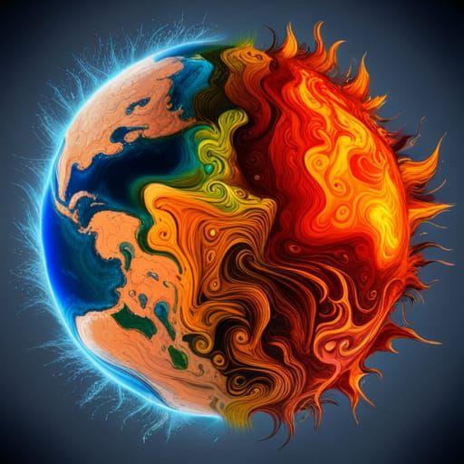 Fiery Earth from Space in Graffiti Fractal Art