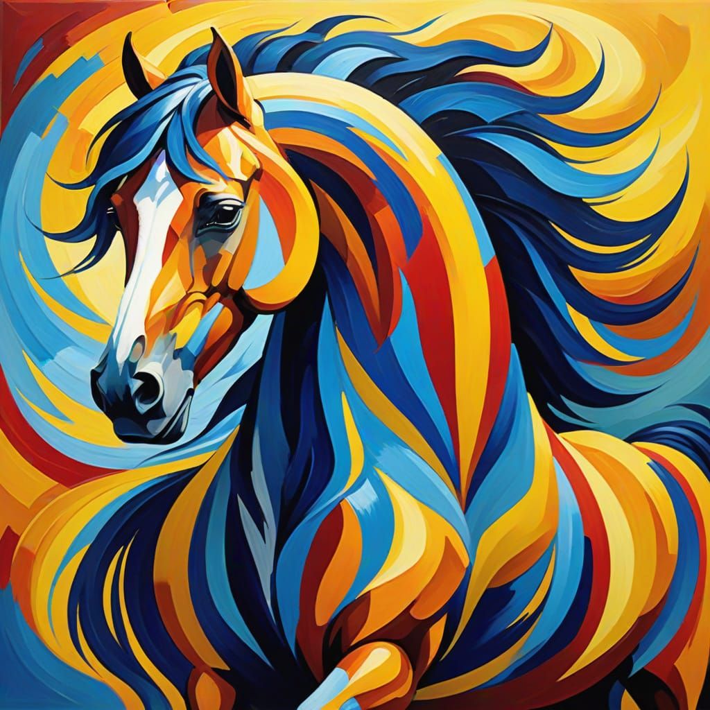 Vibrant Geometric Horse in Motion