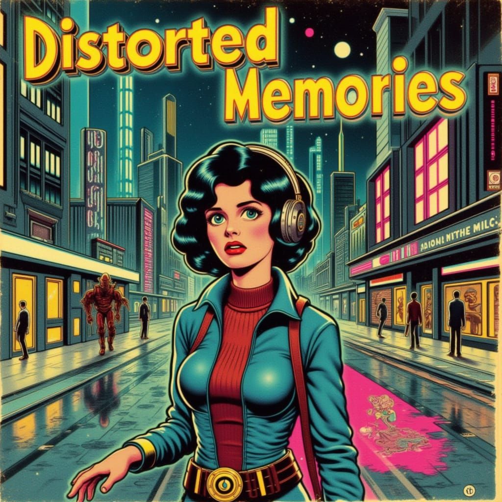 Retro-Futuristic Sci-Fi Comic Cover: Distorted Memories in 1...