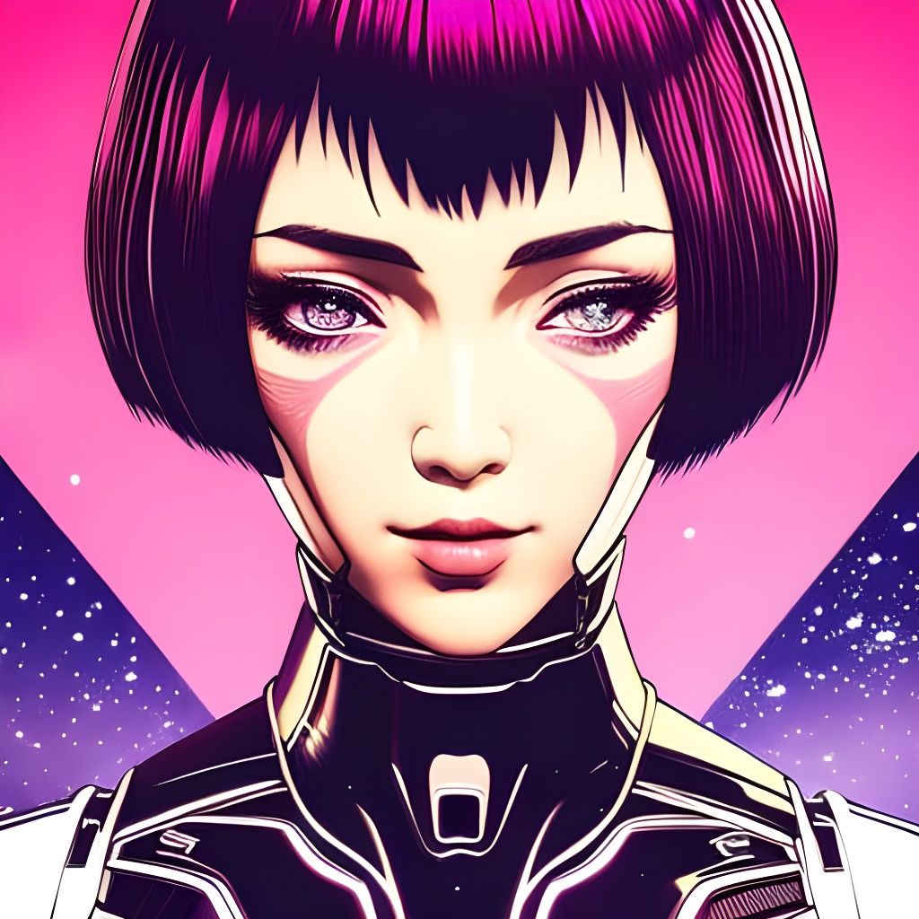 Detailed Portrait of a Cyborg Woman in Digital Illustration ...