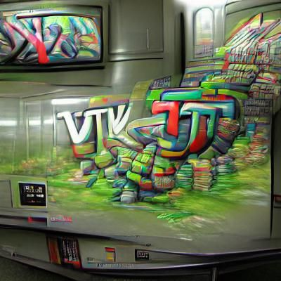 Graffiti Art on Stacked 3D Tube TVs