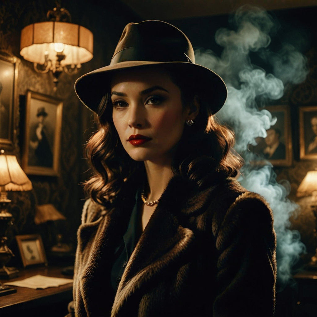 Noir Film Star in Elegant Attire