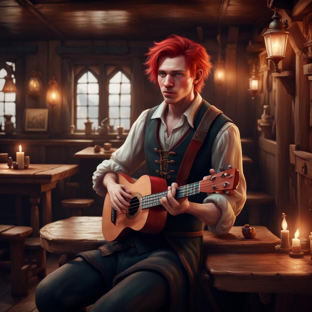 Red-Haired Bard Singing a Sad Song