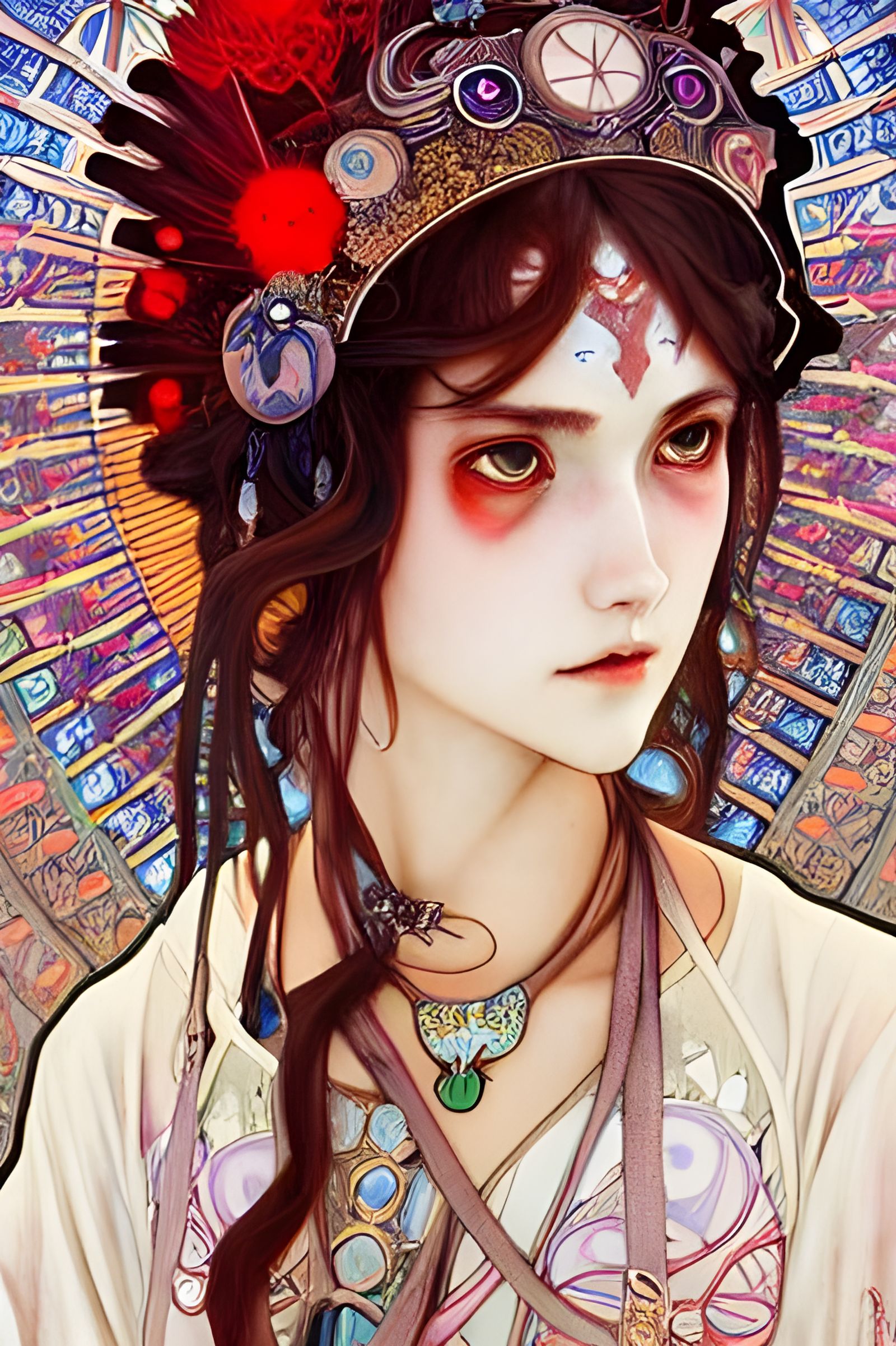 Goddess in Tokyo Streetwear, an Art Nouveau Painting