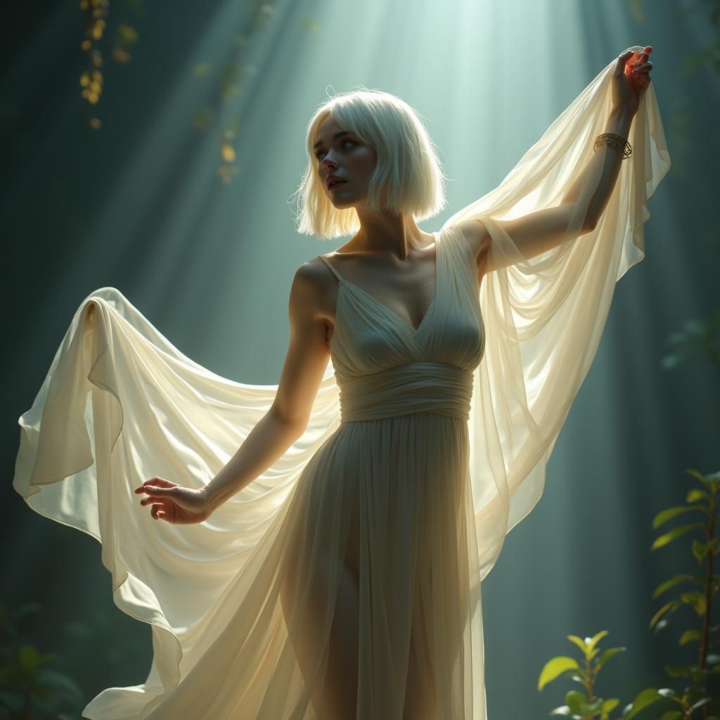 Ethereal Dancer in Silks: Dreamlike Fantasy Art