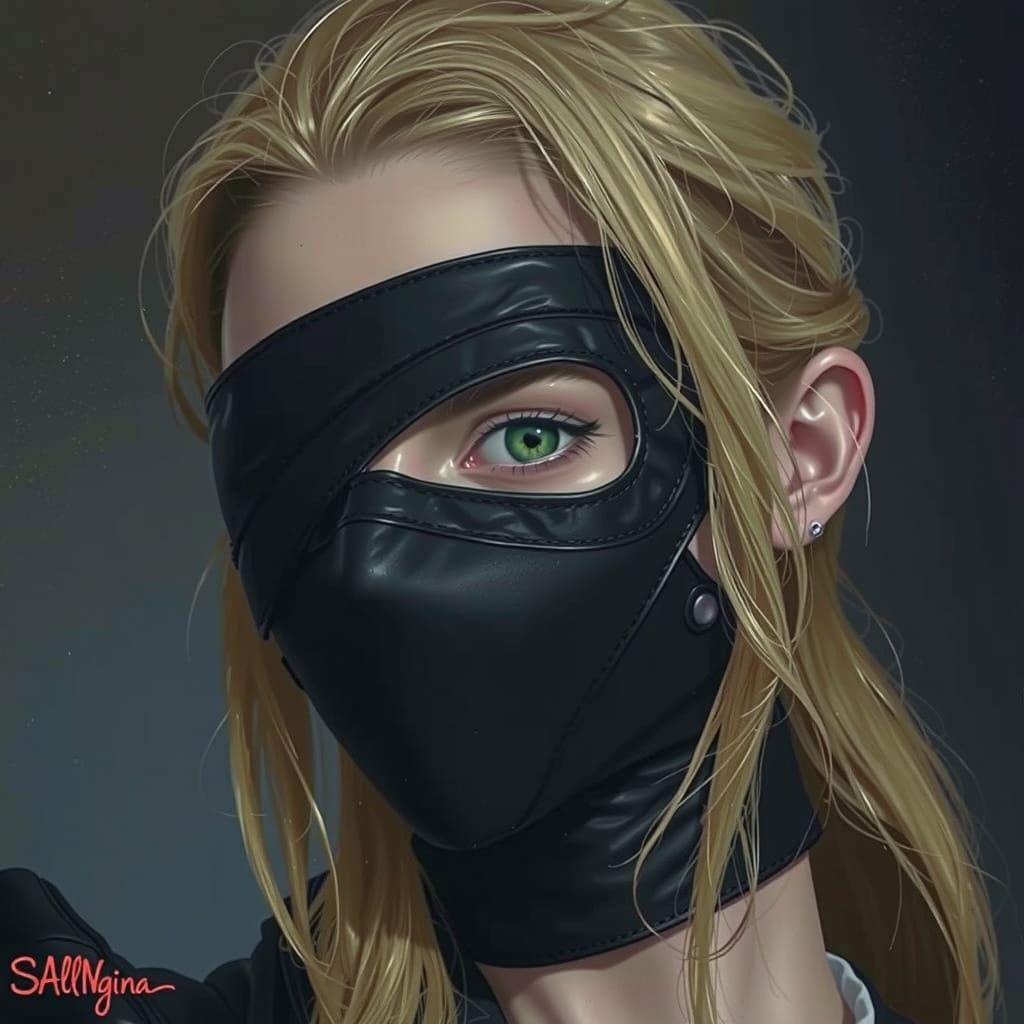 Blonde Woman Portrait in Film Noir Style