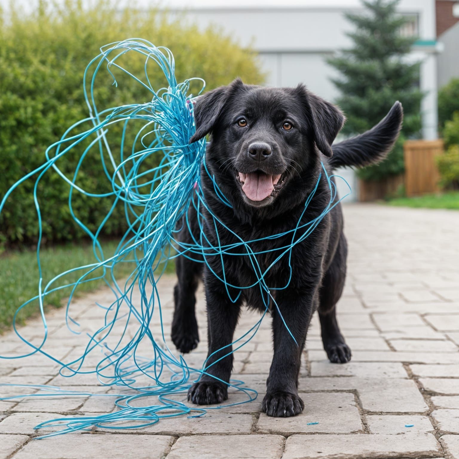 Dog's Silly String Battle
