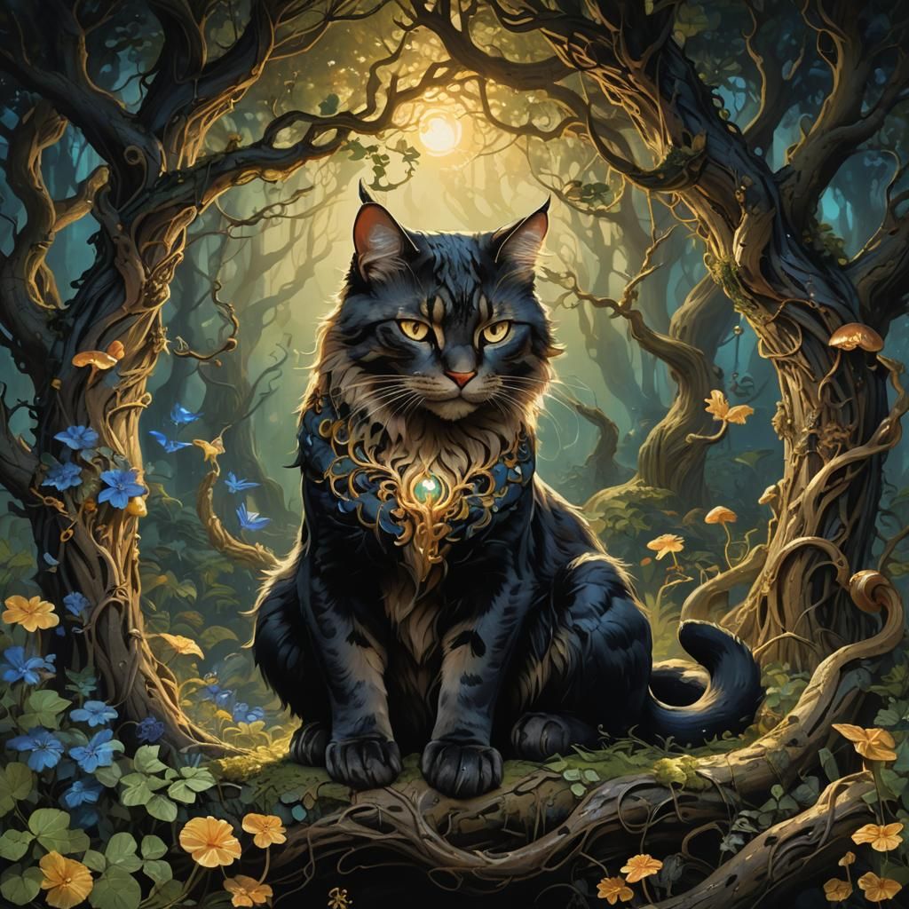 Regal Feline in a Mystical Landscape