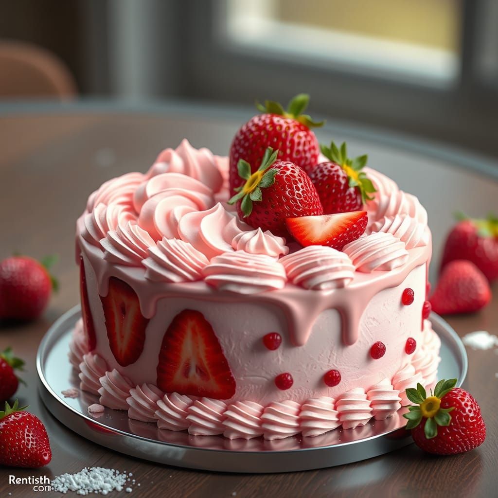 Delicious Strawberry Cake with Buttercream Frosting