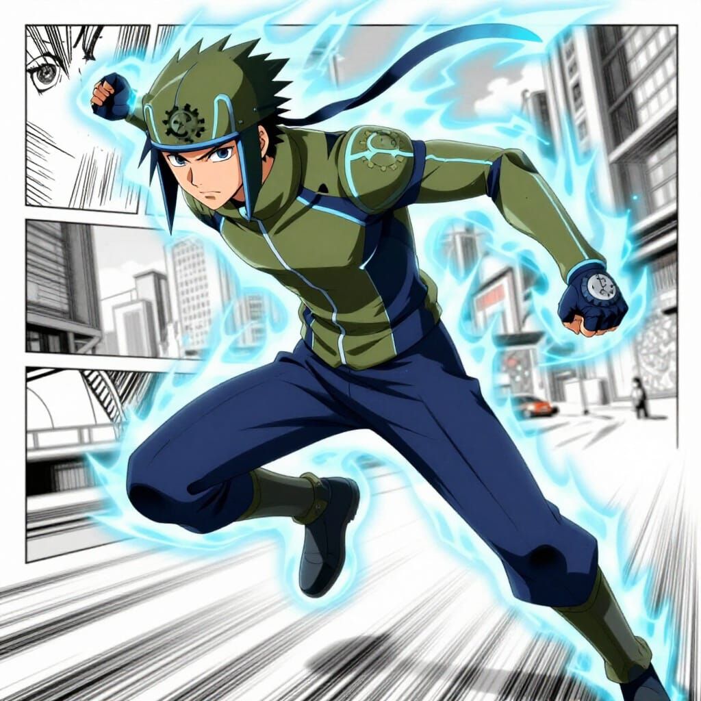 Anime Stand Figure with Blue Energy Accents