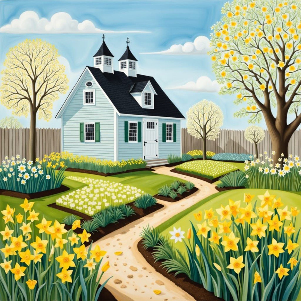 Vibrant Spring Landscape in a Nordic Style