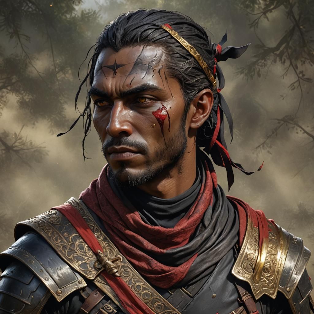 Half-Drow Ninja Portrait in Detailed Matte Painting