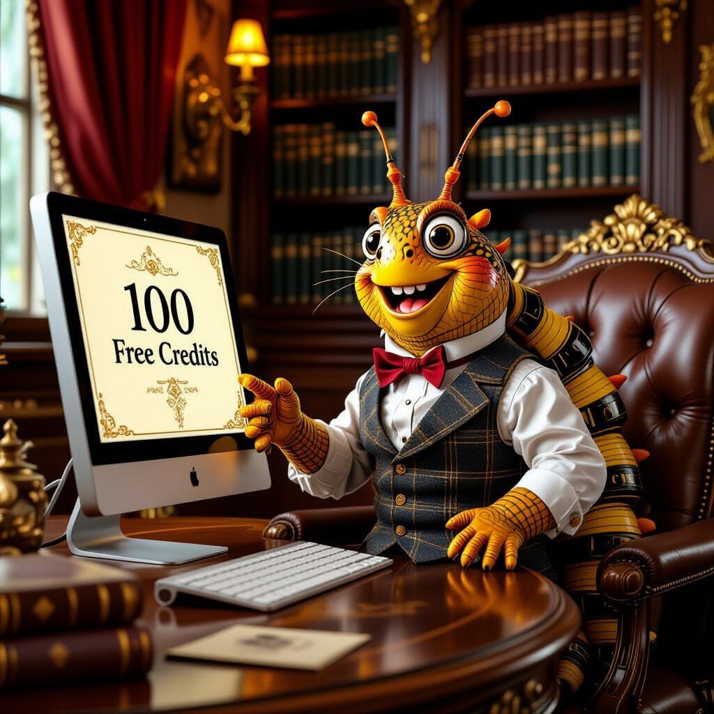 Caterpillar's Delight: Free Credits in Art Nouveau Style