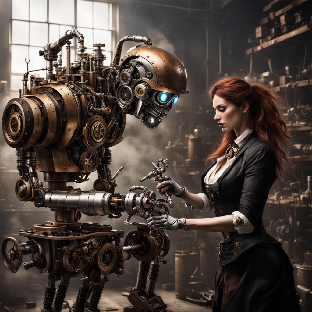 Steampunk Robot Builds a Humanoid Figure