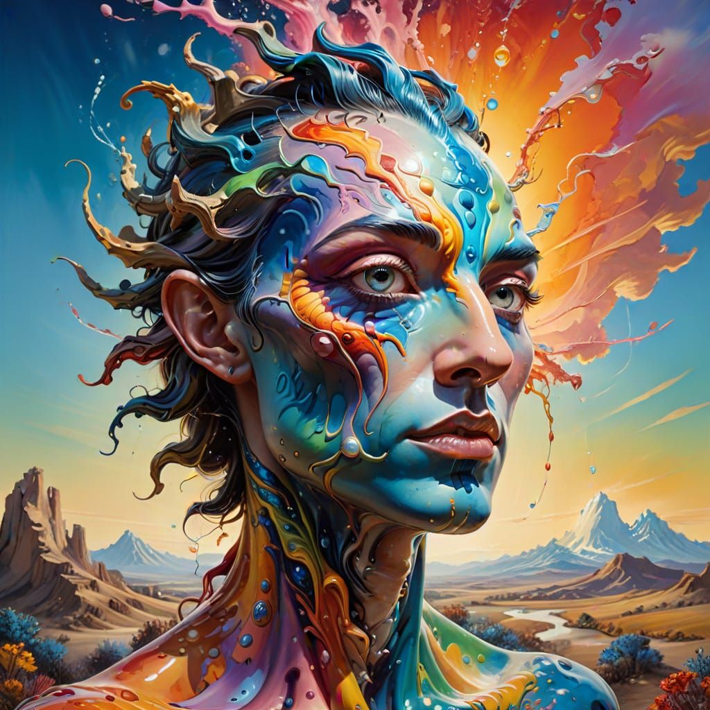 Hyperrealistic Virtual Creature in Dreamlike Landscape