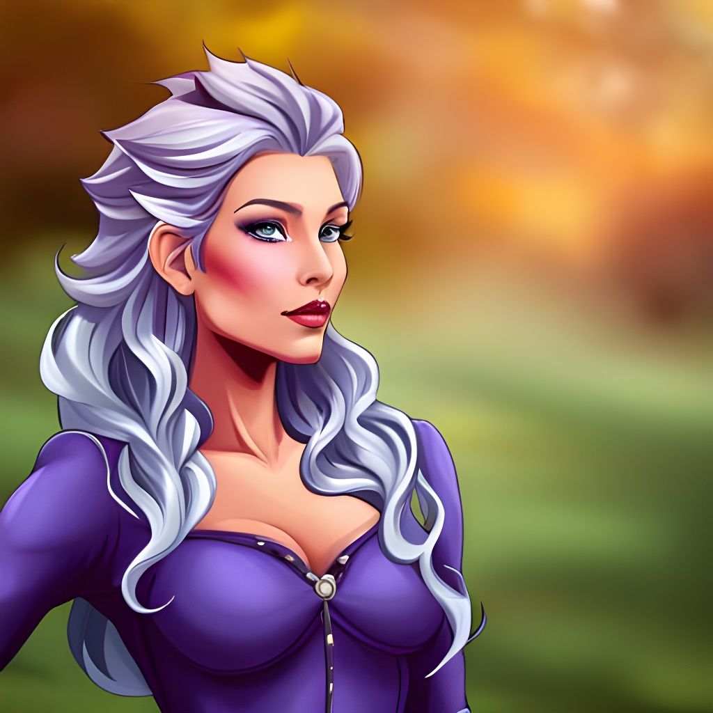 A beautiful witch princess with purple hair