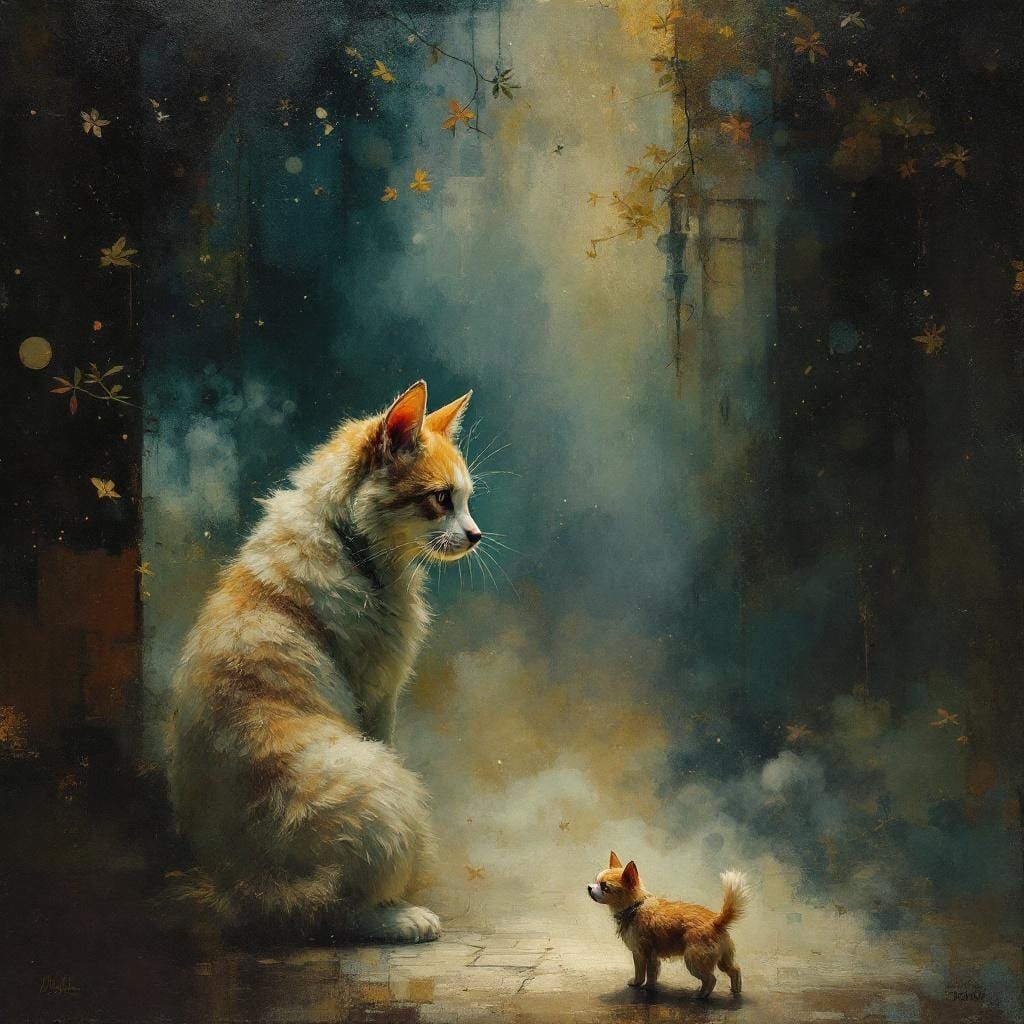 Dog Portrait in Tonalism Style of Waterhouse and Mucha