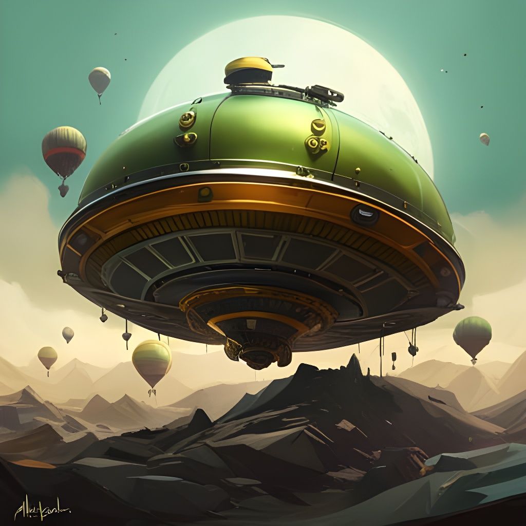 Detailed Flying Saucer Illustration with 3D Shading