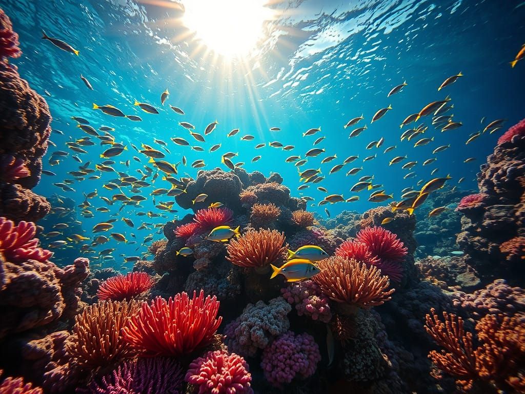 Surreal Underwater Paradise Teeming with Colorful Marine Lif...