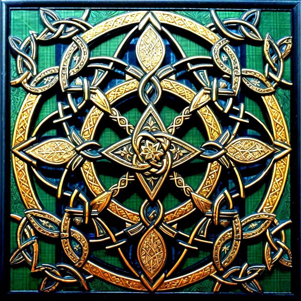 Ethereal Celtic Tapestry with Symbolic Patterns