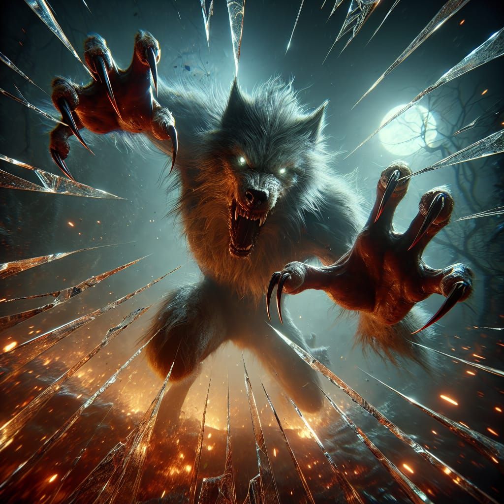 Terrifying Werewolf Attack in Hyper-Realistic Style