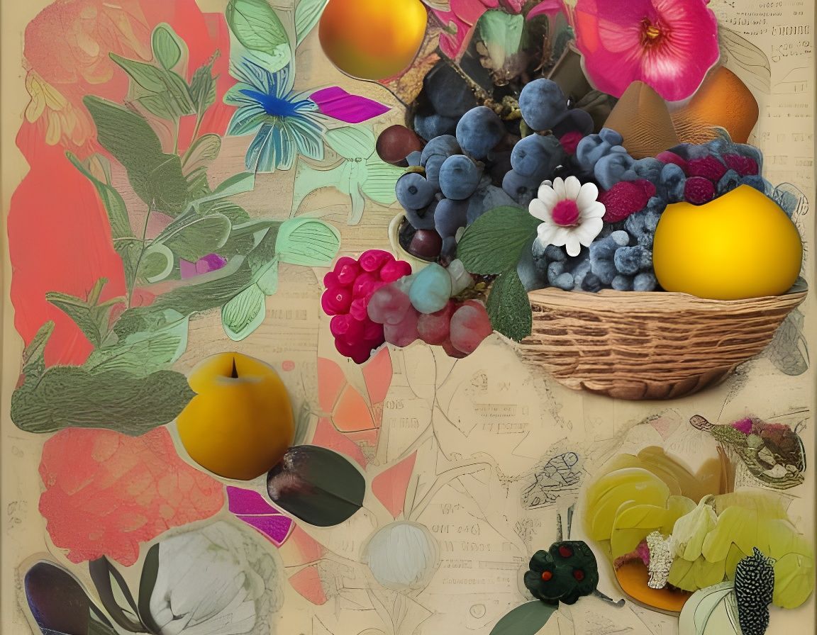 Floral Still Life Collage in Mixed Media