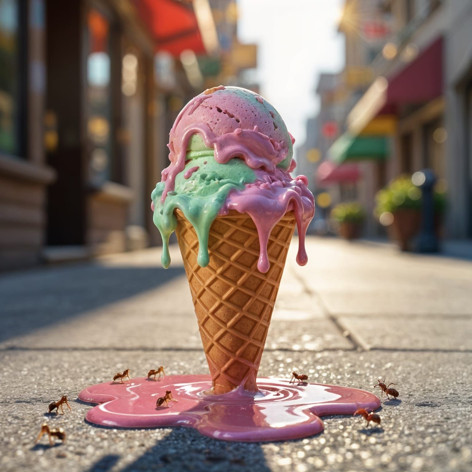 Melting Ice Cream Cone: Photoreal Summer Heat