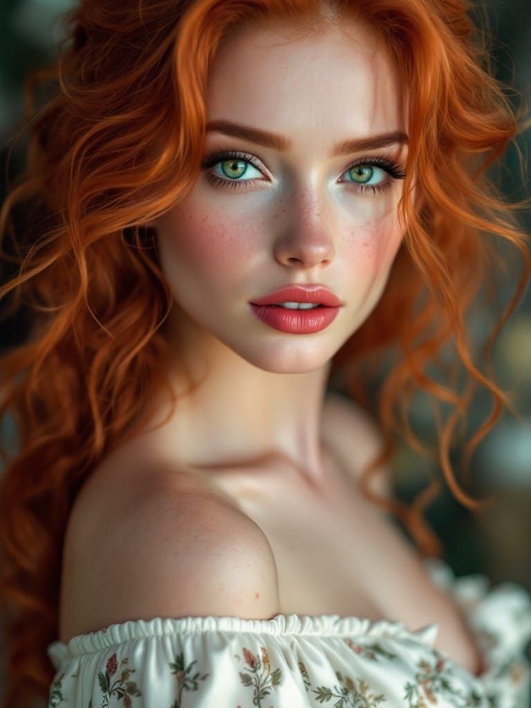 Ethereal Red-Haired Beauty in Ultra-Realistic Portrait