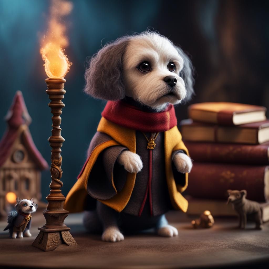 Wizard Dog in a Harry Potter Theme