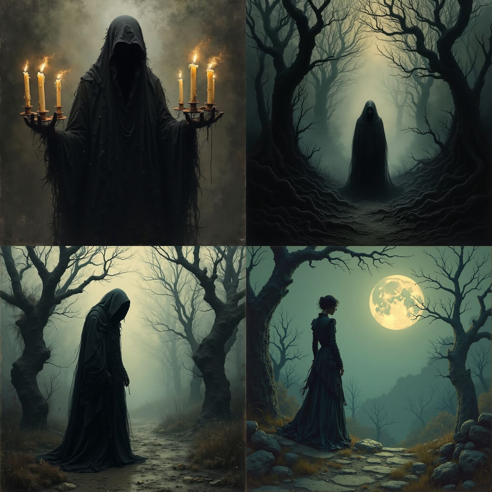 Gothic Loneliness in Surreal Abstract Horror Style