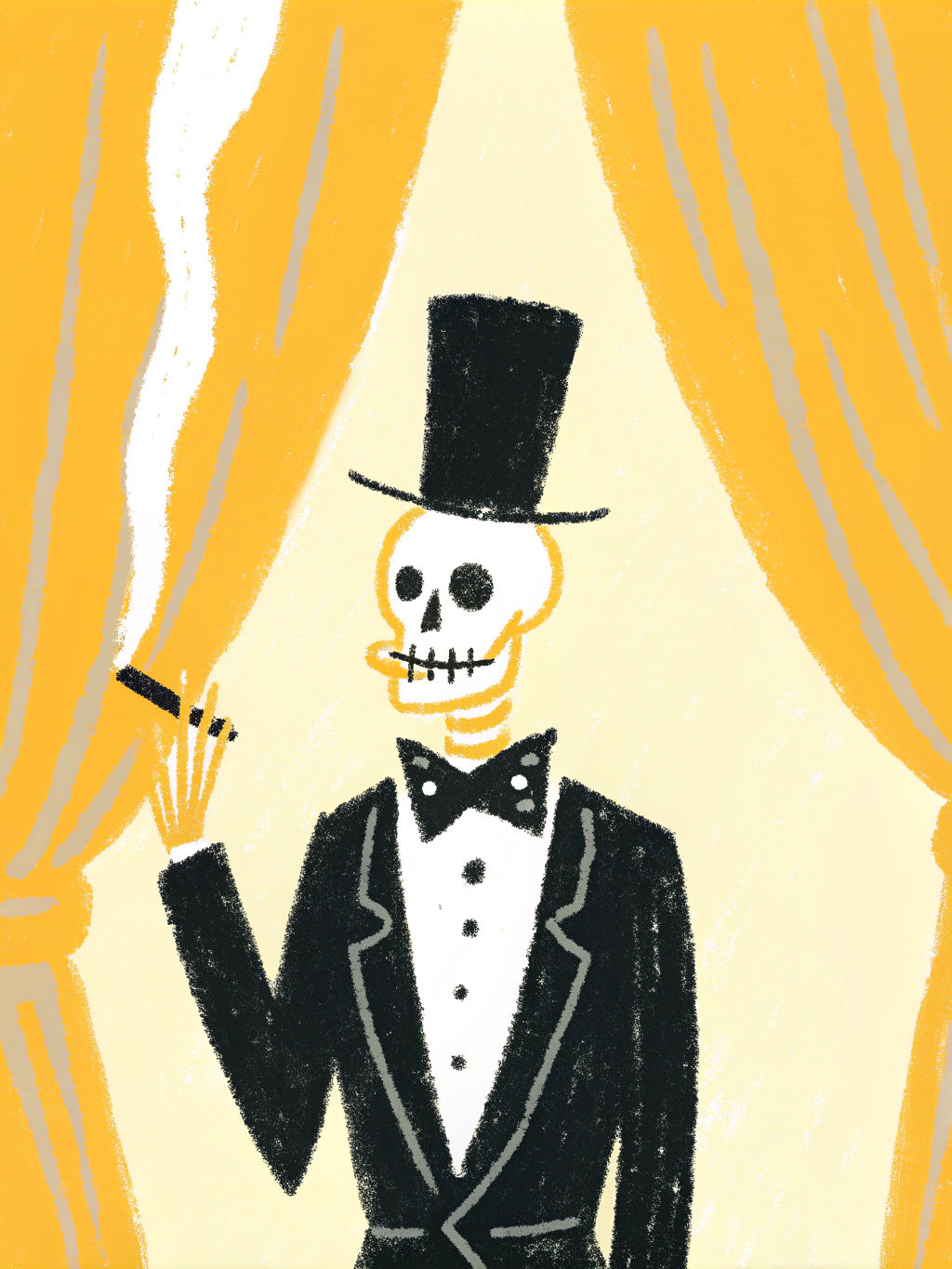 Skeleton in Tuxedo: Victorian Gothic Oil Painting