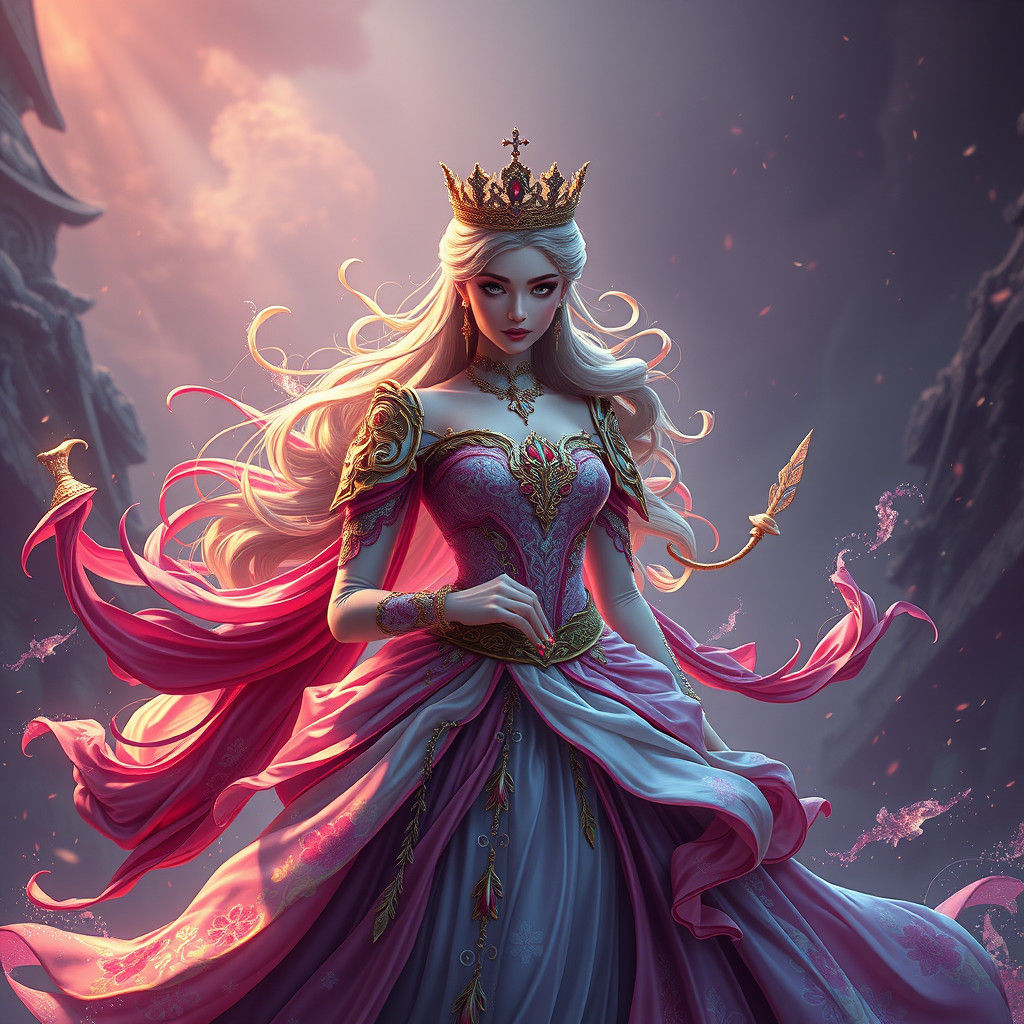 Elegant Princess: Detailed Matte Painting in 8k