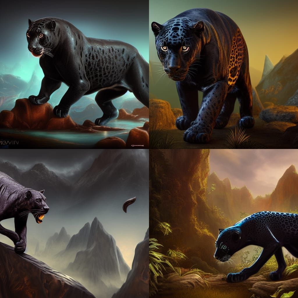 Detailed Black Jaguar Fantasy Concept Art
