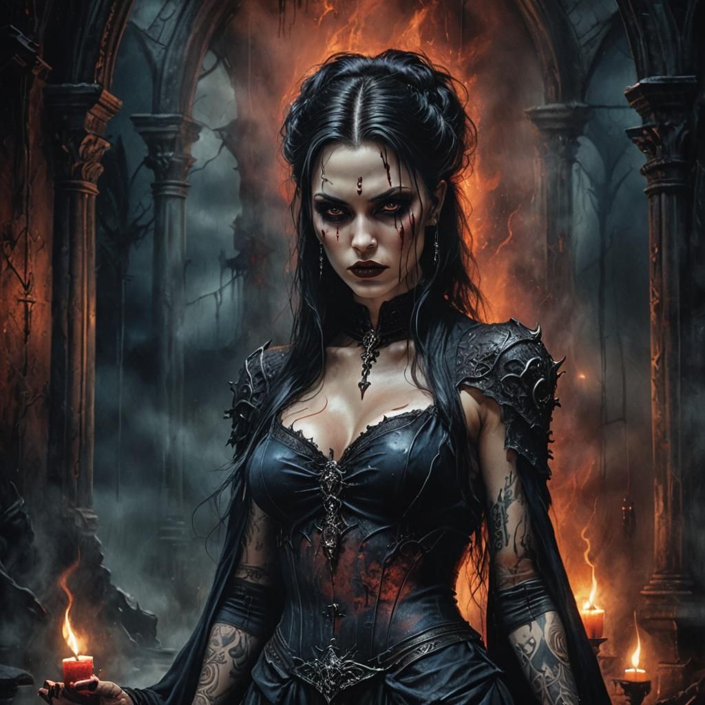 Vampire Woman in Dark Fantasy Art Style