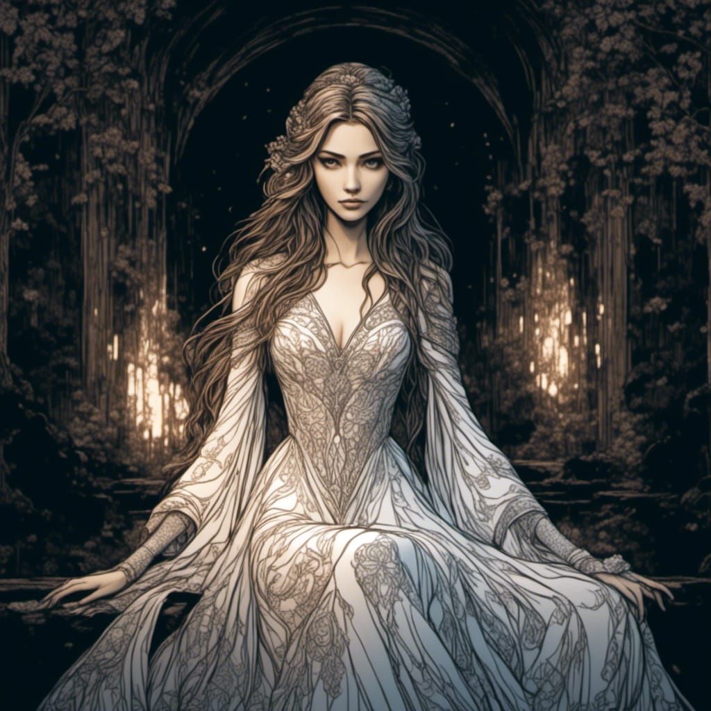 Beautiful Prophetess with Visions in Mixed Media