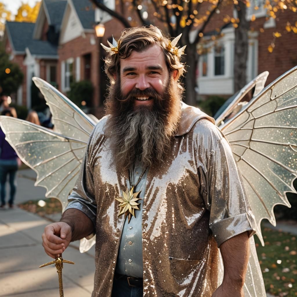 Man in Tooth Fairy Costume on Halloween