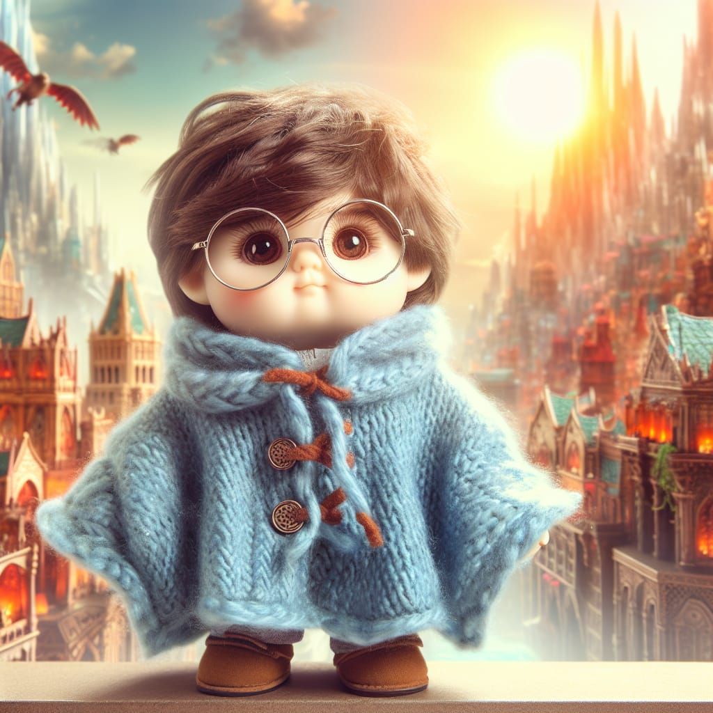 Lalafel in Fantasy City with Blue Poncho