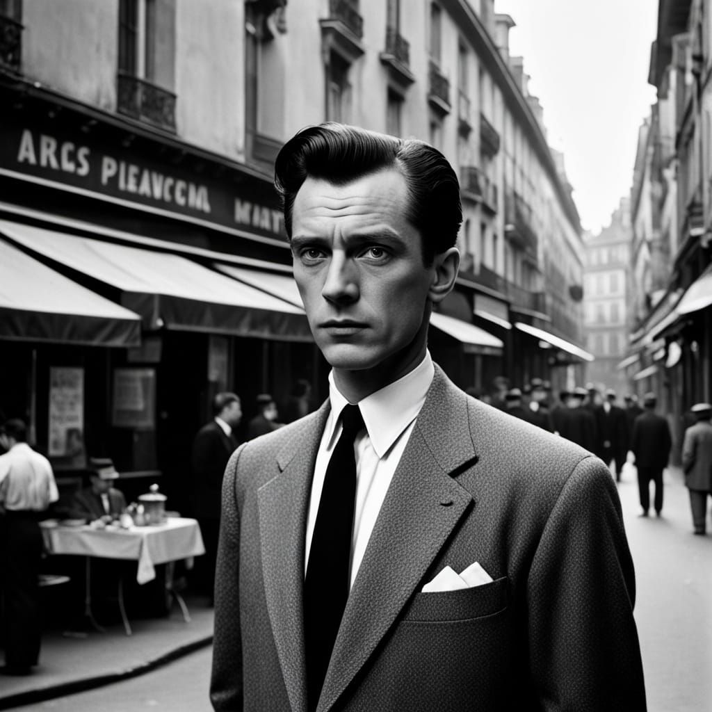 Elegant Man in Paris: a Film Noir Scene