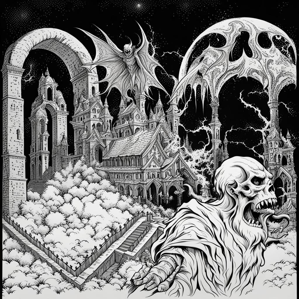 Dark Age Devil: A Demonic Black and White Creation