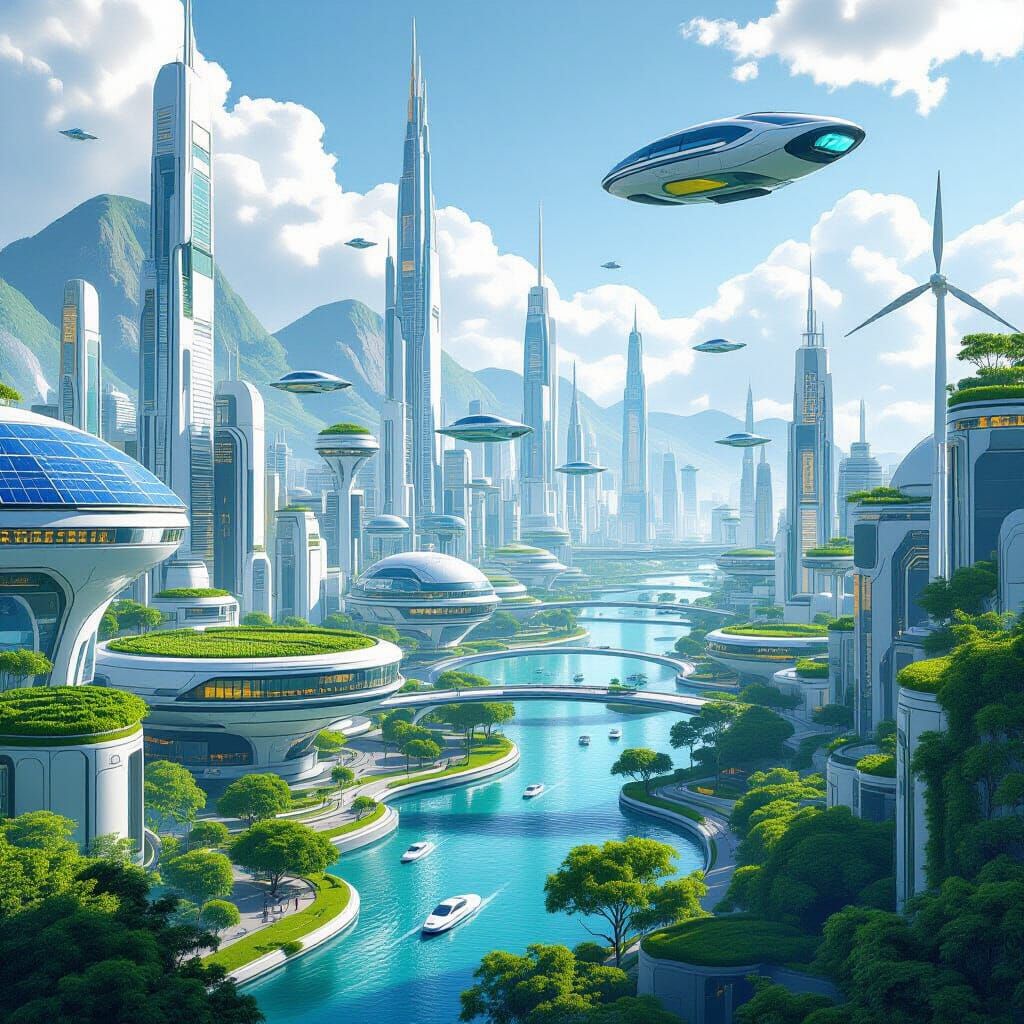 Utopian Cityscape: Sustainable Future in Digital Art